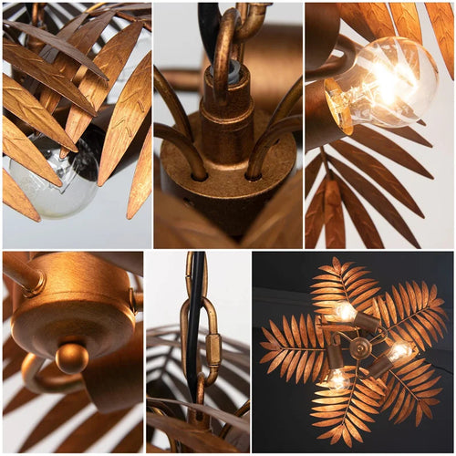 Boho coconut leaf chandelier for creative interior decor - vue 5 sur 11