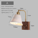 Minimalist Japanese wall light in wood and vintage glass