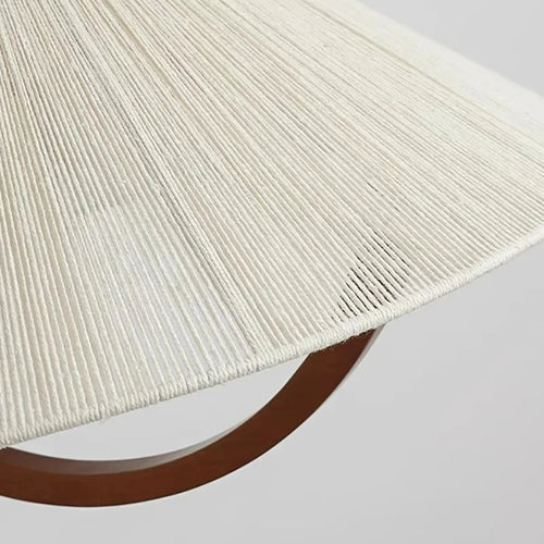 Hemp rope and wood pendant light new style - vue 5 sur 7