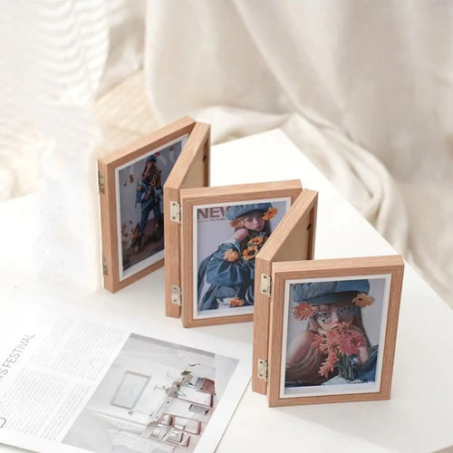 Foldable wooden photo frame for desktop album - vue 5 sur 14