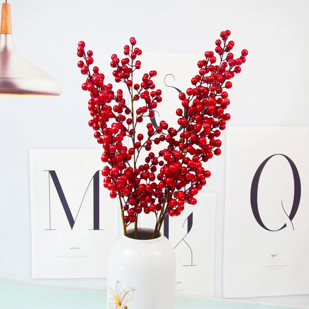 Artificial red berry branch for Christmas and harvest decoration