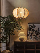Hemp rope and wood chandelier for indoor decor