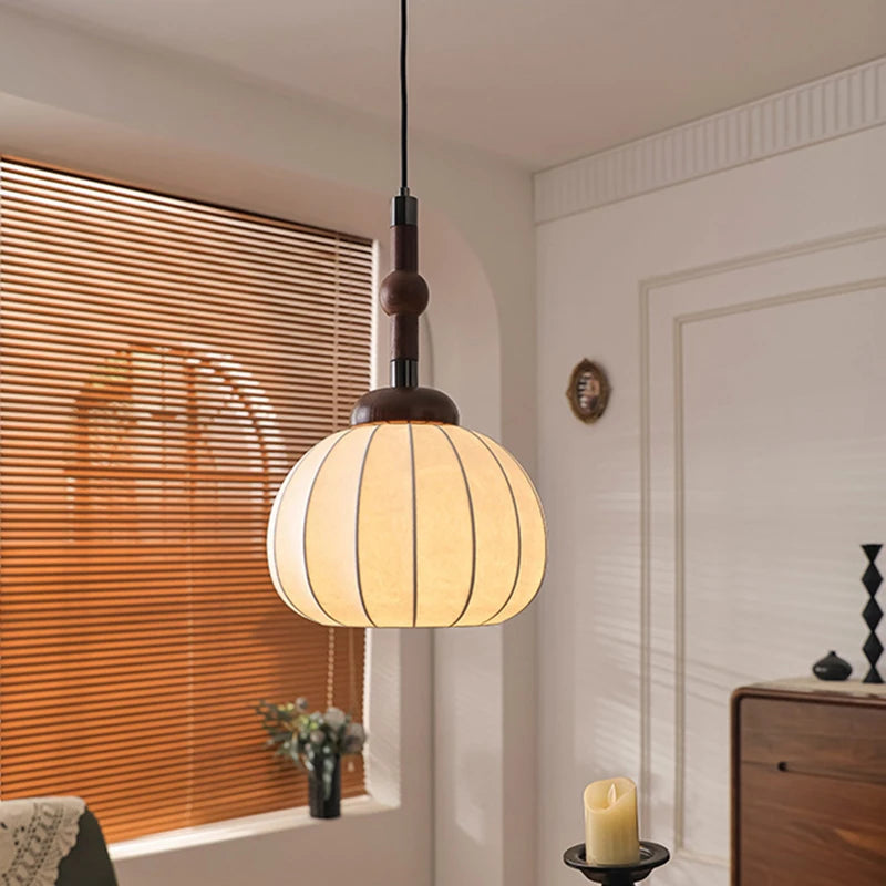 Chinese style silk and wood chandelier for home and shop