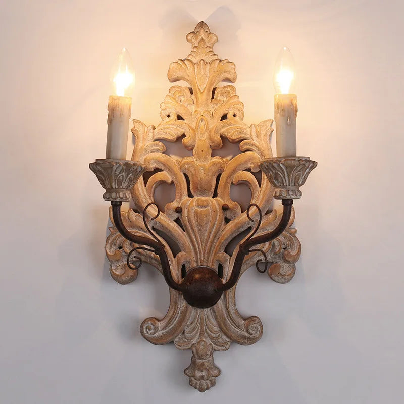 Antique solid wood nordic wall light for club decor