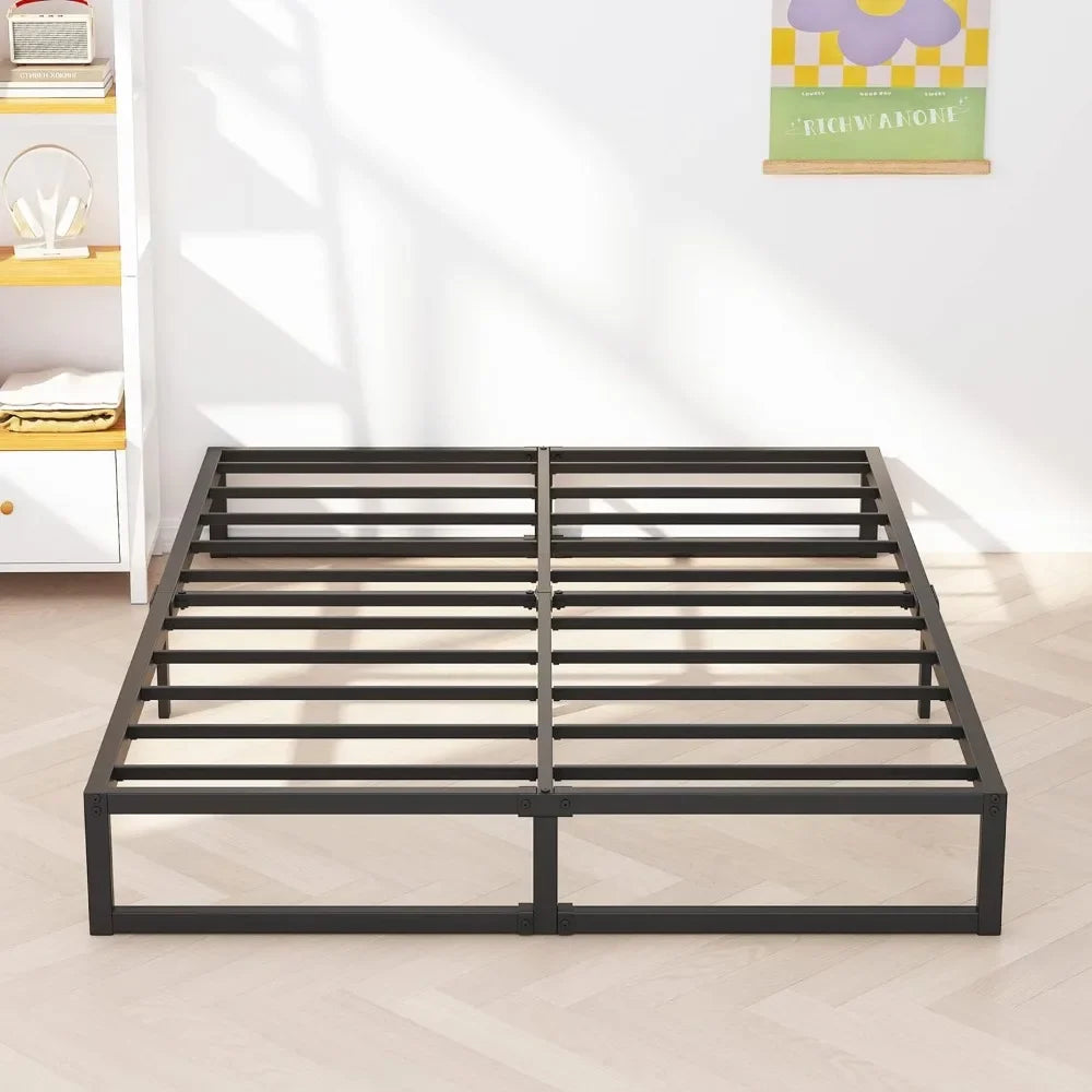 King Size Bed Frame, Metal Platform Mattress Foundation With Steel Slat Support, No Box Spring Needed,8 Inch King Size Bed Frame - vue 2 sur 6