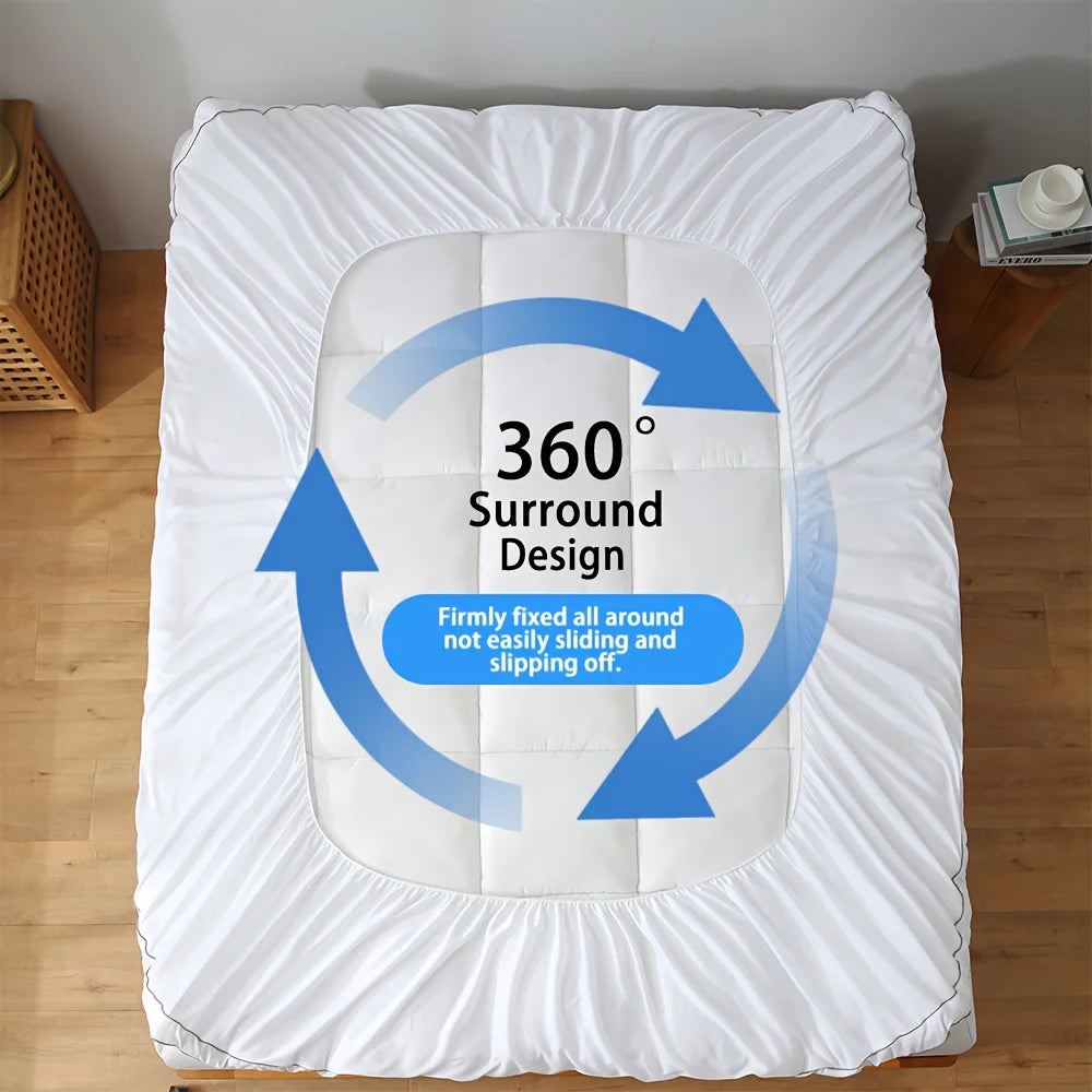 1pc Cooling Mattress Topper, Extra Thick Quilted Mattress Pad Cover with Deep Pocket, Fluffy & Soft Knitted Mattress Protector - vue 6 sur 6