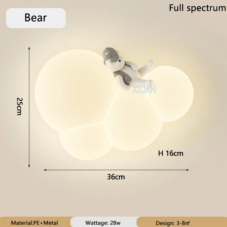 Cloud wall light with bear and dog decorative children's night light