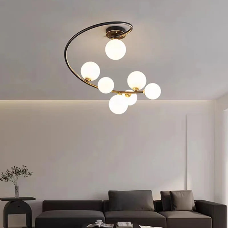 Modern glass and black copper chandelier for interiors