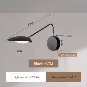 Modern retractable swing arm wall light for reading