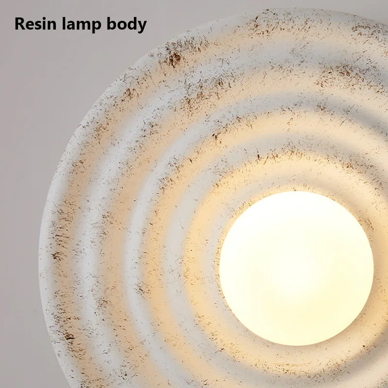 Wabi-sabi round LED wall light Japanese retro style decoration - vue 5 sur 8