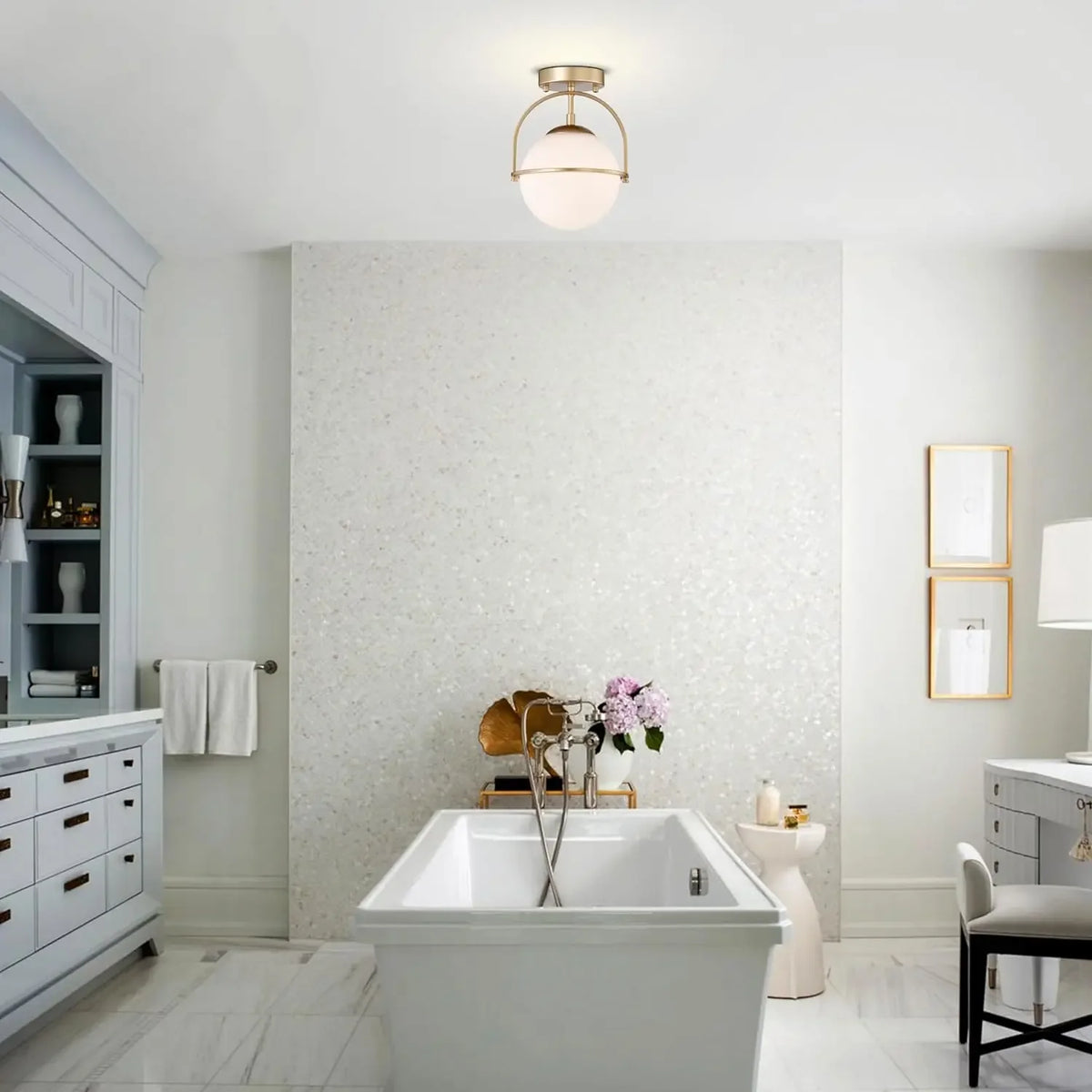 Nordic milky glass ball ceiling light - vue 7 sur 7