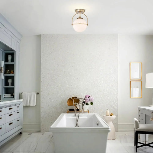 Nordic milky glass ball ceiling light - vue 7 sur 7