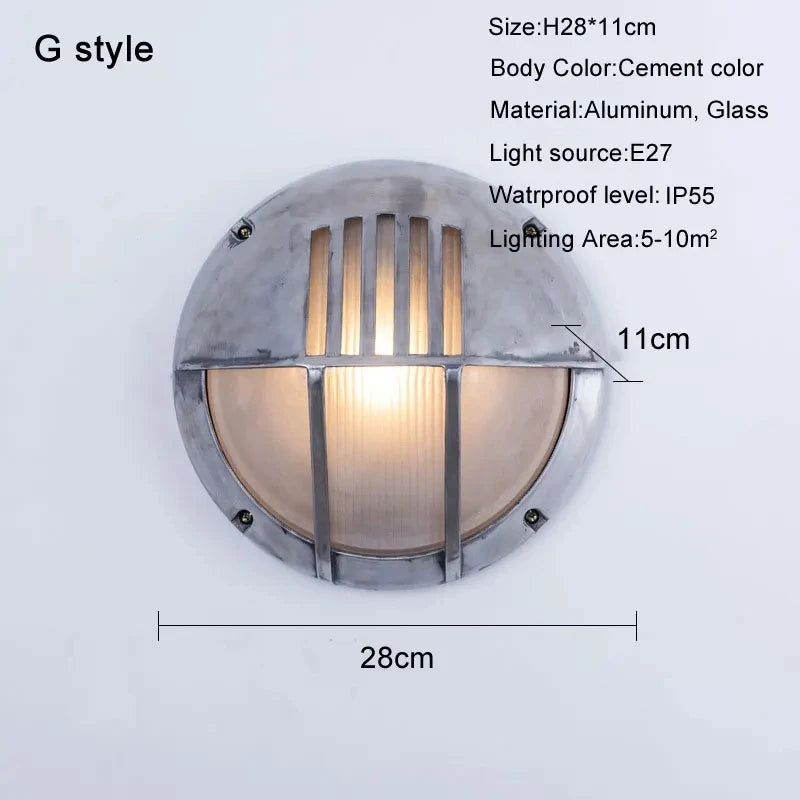 Retro waterproof LED wall light in aluminium for outdoor and indoor use - vue 8 sur 15