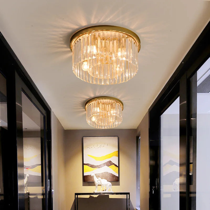 Luxury crystal ceiling light minimalist metal for interior