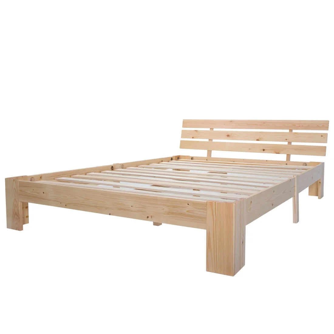 EU STOCK Wooden bed Double bed, headboard, slatted grid -200 x 140cm solid wood FSC Solid wood double bed
