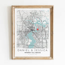 Personalised city map for a unique romantic gift