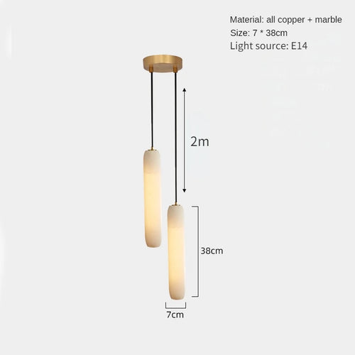 Modern chandelier in natural marble and minimalist copper for decor