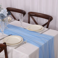 Set of 4 sheer boho muslin table runners