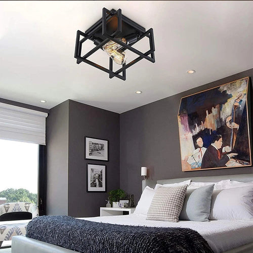 Retro industrial two-light ceiling lamp for indoor use - vue 11 sur 11