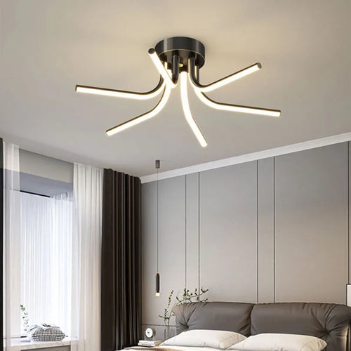 Modern minimalist LED chandelier for versatile indoor lighting - vue 5 sur 12