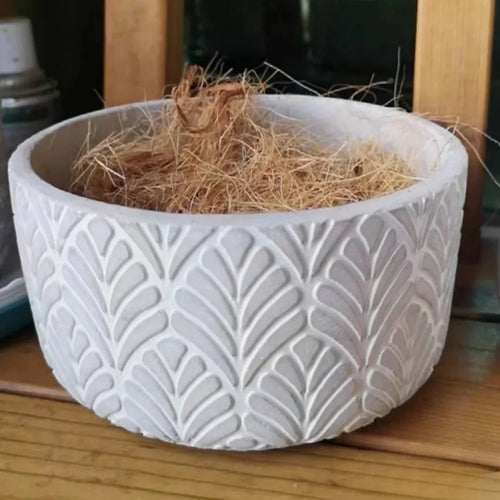 Silicone mould for concrete flower pot with leaf pattern - vue 2 sur 6