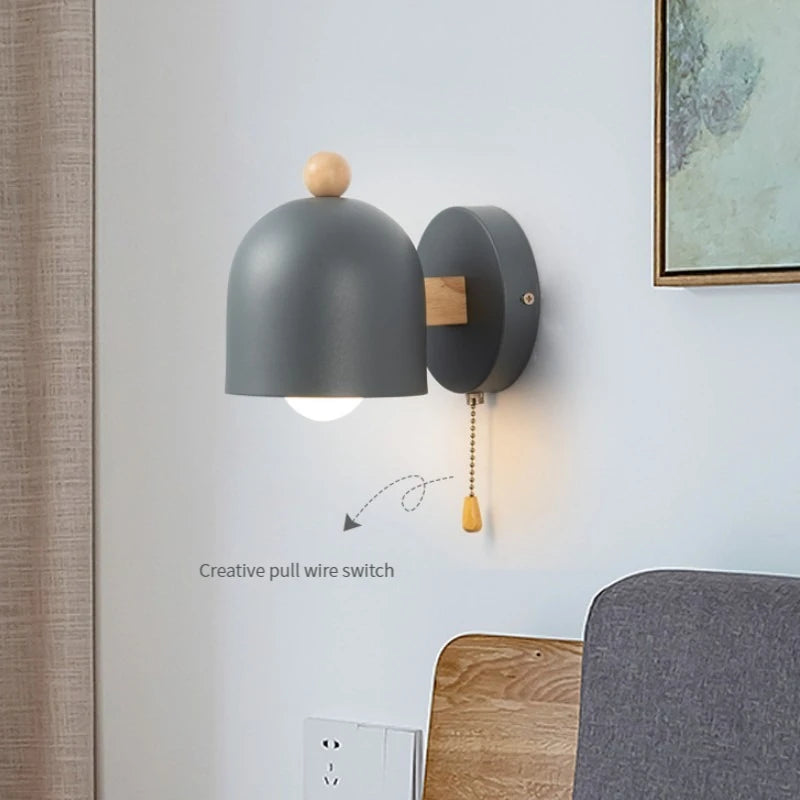 Nordic macaron LED wall light with switch, modern decorative