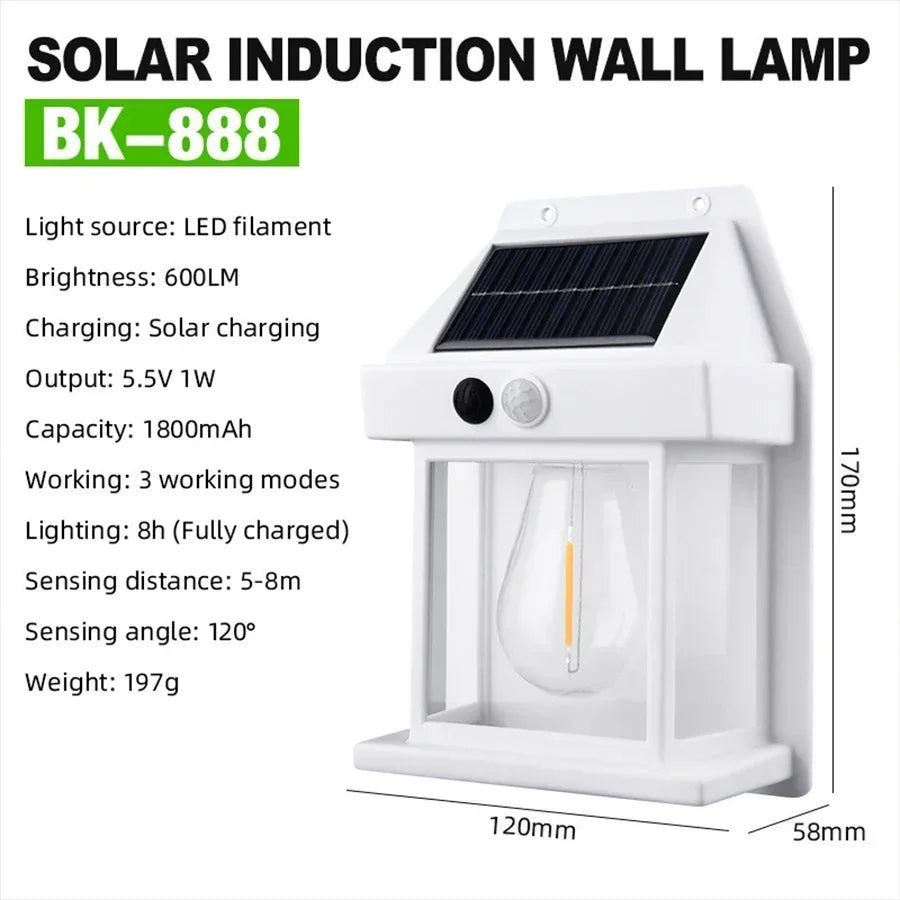 Solar tungsten night lamp with three waterproof modes for garden