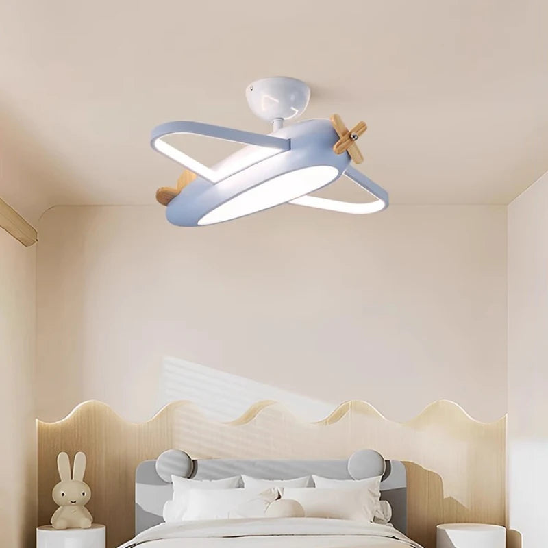 modern helicopter ceiling light for boy's bedroom - vue 3 sur 9