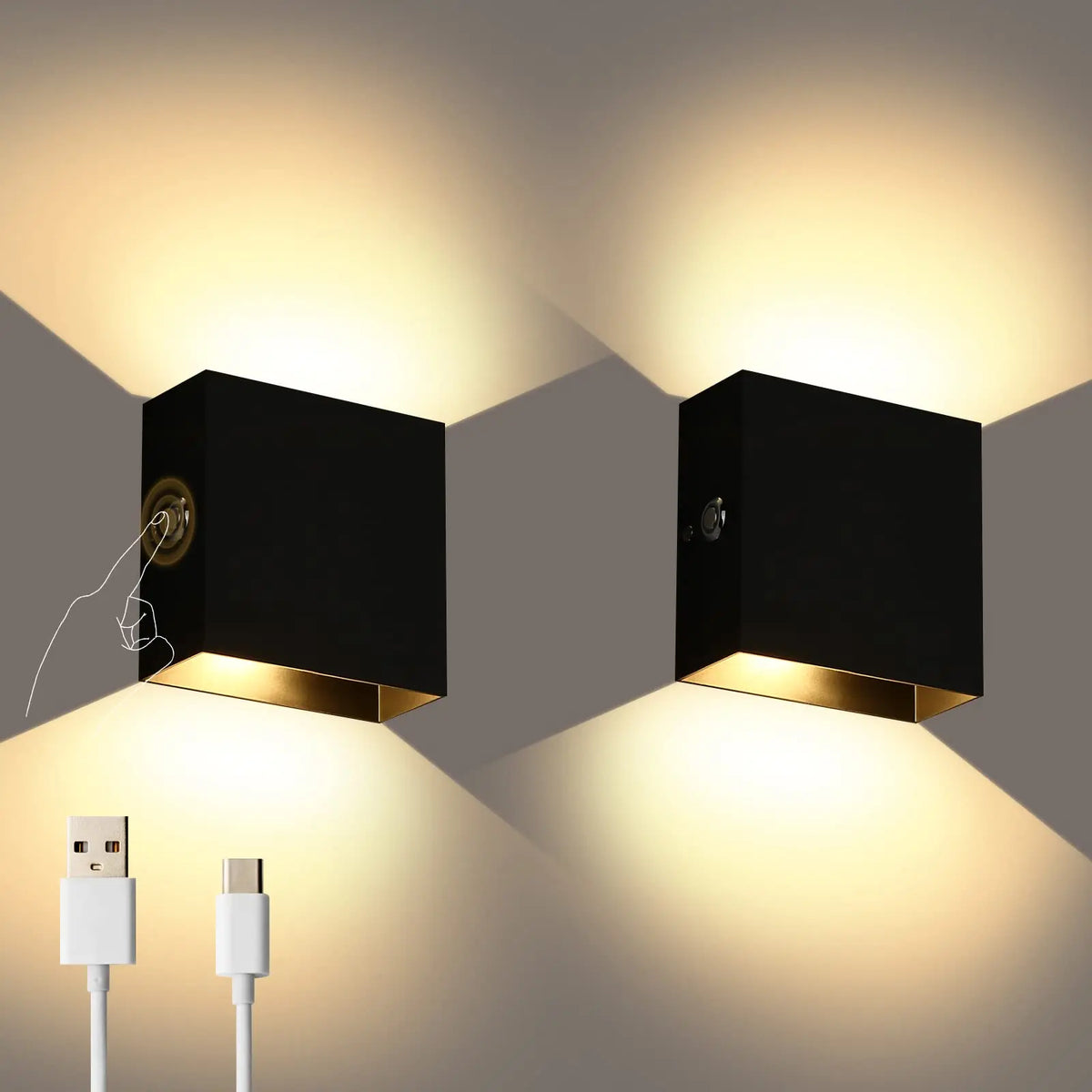 Rechargeable cordless led wall light with motion sensor and USB