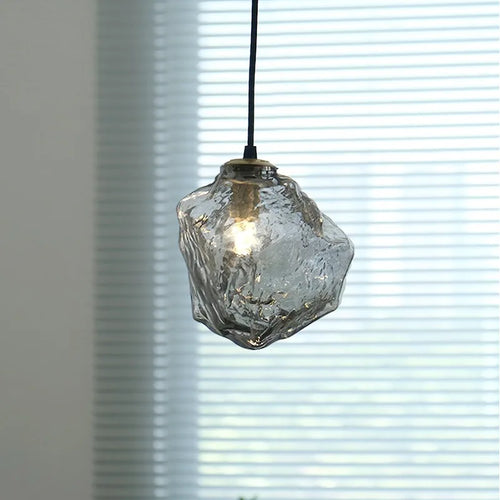 Nordic glass pendant light with creative retro ice lava design - vue 2 sur 9