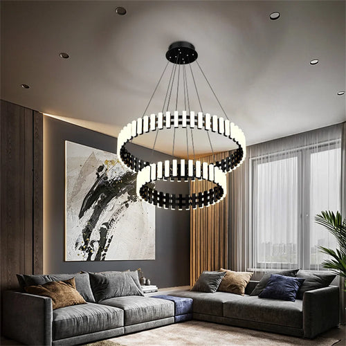 Modern round square art chandelier for restaurant decoration - vue 4 sur 8