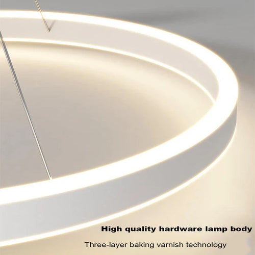 Tondi simple black/white chandelier for living room, dining room, kitchen – round interior lighting - vue 4 sur 12