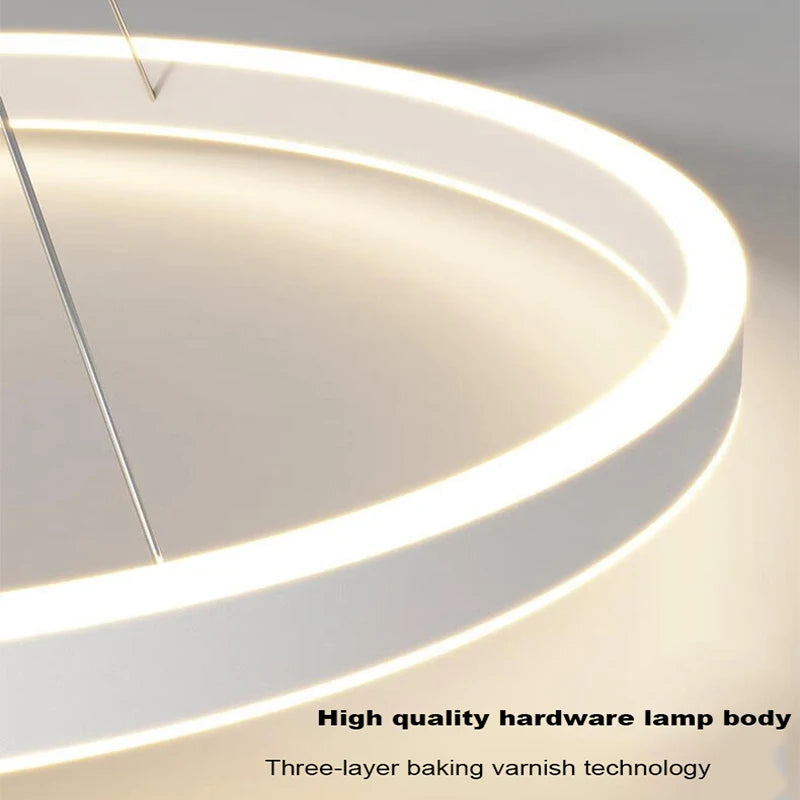 Tondi simple black/white chandelier for living room, dining room, kitchen – round interior lighting - vue 4 sur 12
