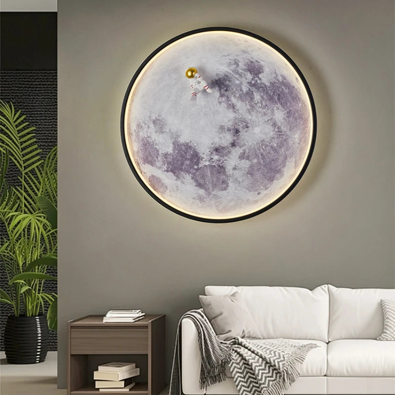 Modern round moon wall lamp for interior decor and gift