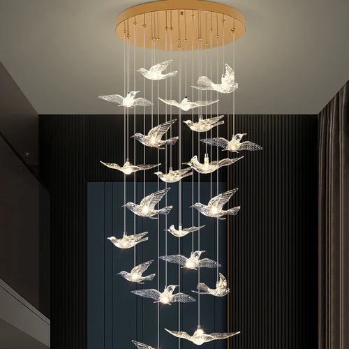 Youlaike bird design LED chandelier for staircases and luxury living rooms - vue 4 sur 20