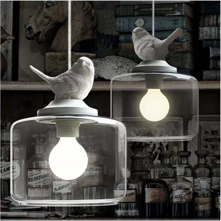 Modern creative bird LED glass pendant light