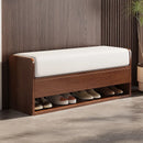 Nordic wooden changing stool with integrated storage
