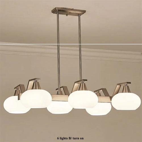 Modern nickel metal chandelier with LED lighting - vue 3 sur 12