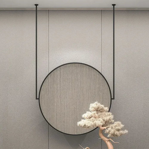 Round gold metal wall mirror elegant decorative accessory - vue 7 sur 6