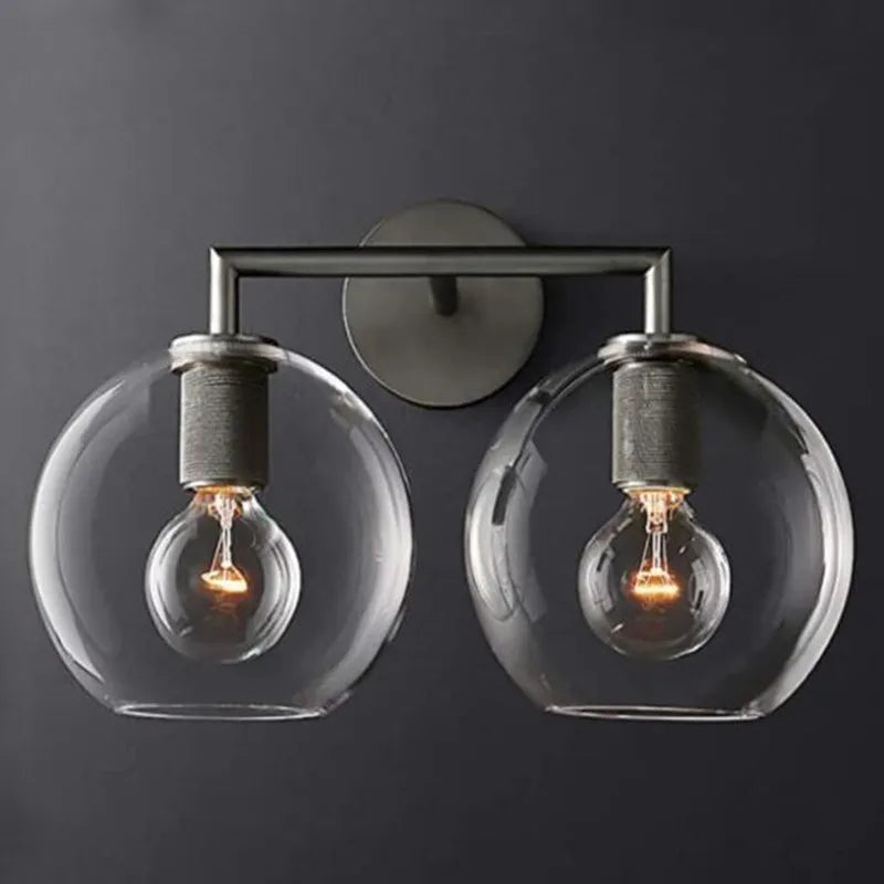 LED wall light with glass and metal shade