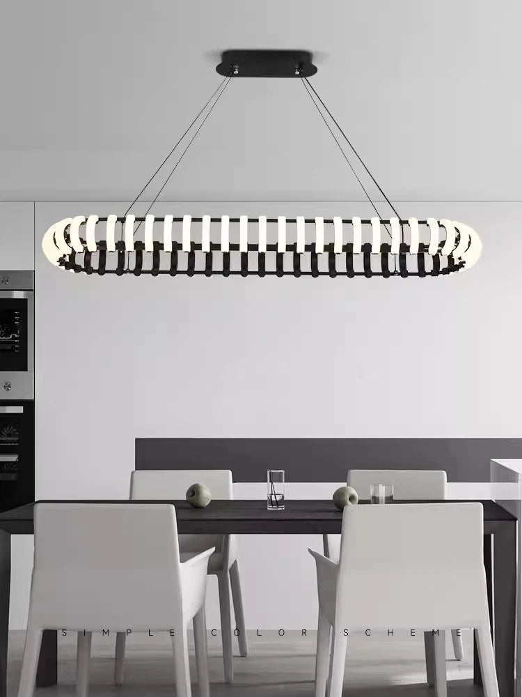 Modern round nordic LED designer pendant lamp for atmospheric decor - vue 4 sur 9