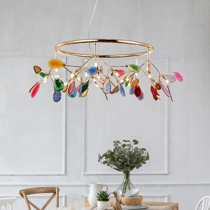 Elegant postmodern agate firefly chandelier - vue 3 sur 14