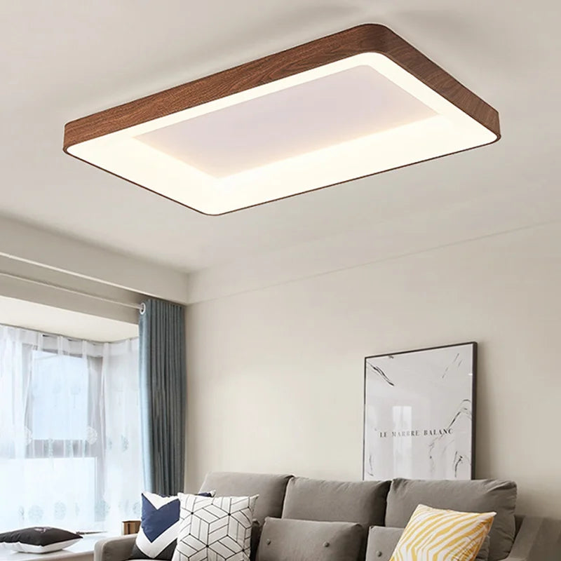 LED ceiling lights with wood effect, round, rectangle, square
