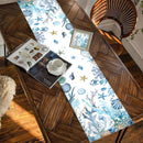 Marine life theme table runner with starfish and seahorses