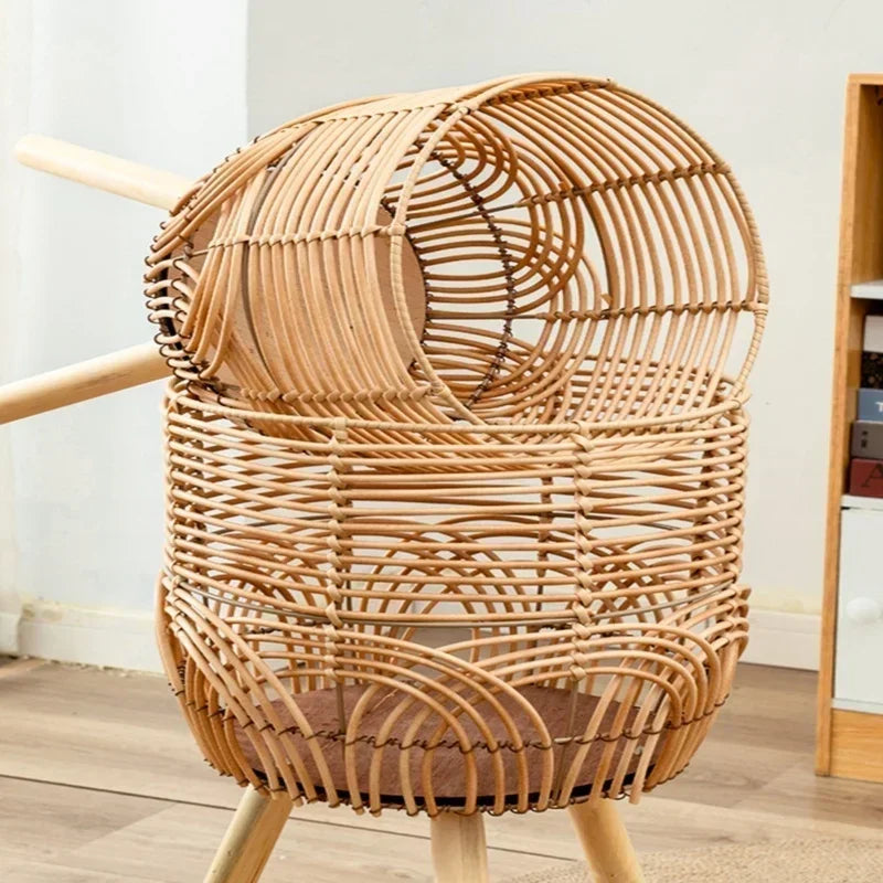 Nordic weaving rattan flower stand, practical and aesthetic - vue 3 sur 9