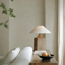 Japanese wabi-sabi style bedside lamp, luxury zen retro design