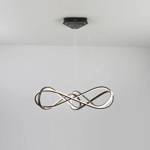Modern LED chandelier with remote control, elegant curved design - vue 7 sur 12