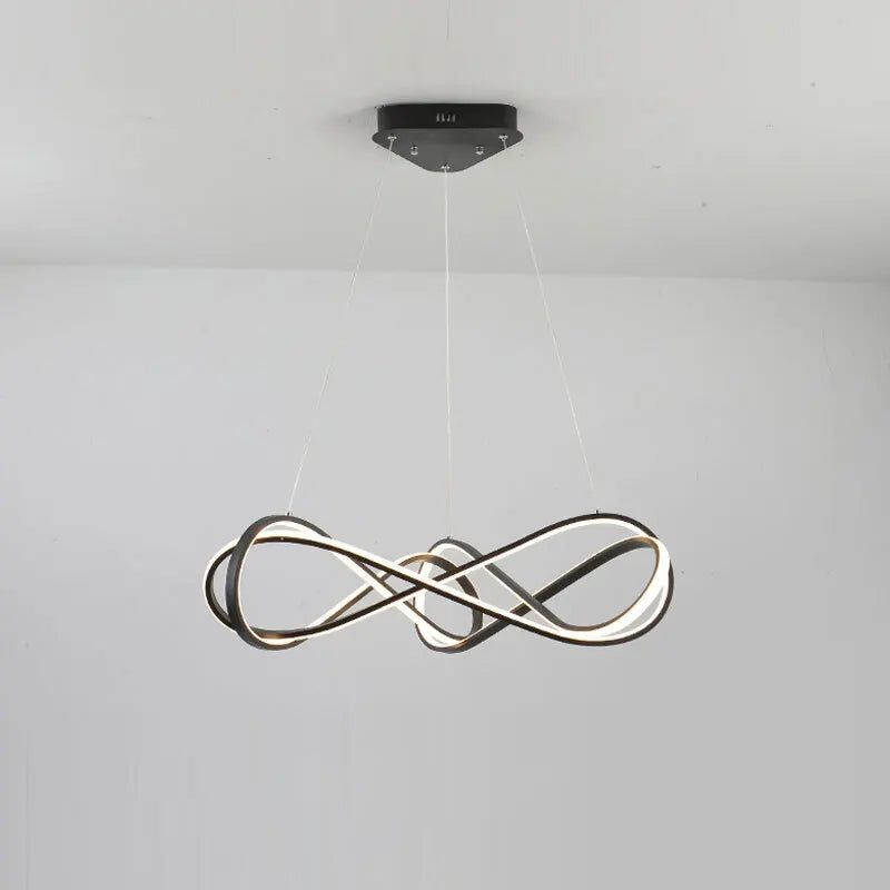 Modern LED chandelier with remote control, elegant curved design - vue 6 sur 12