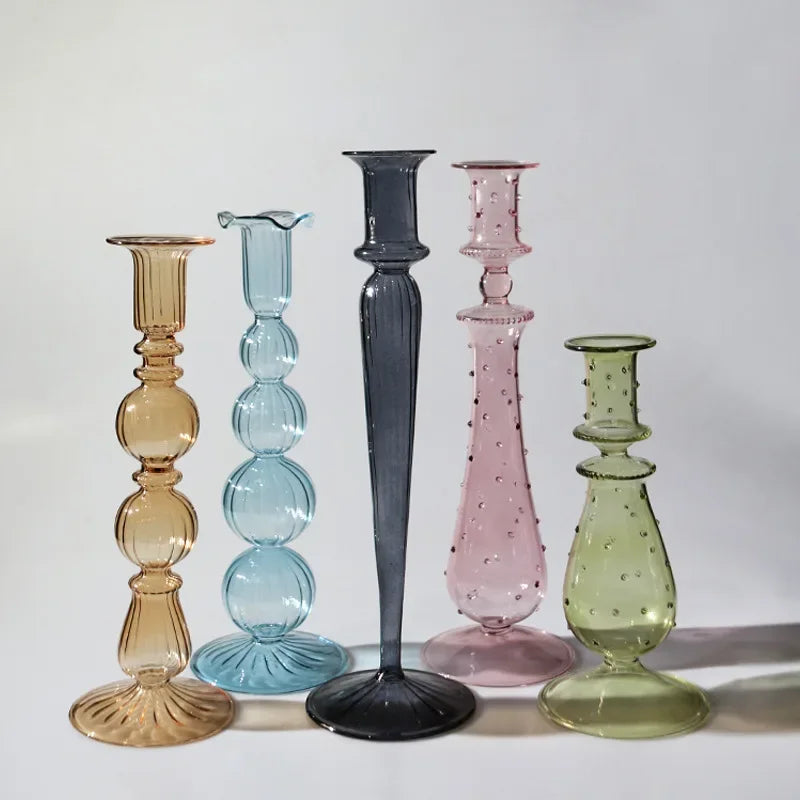 Retro glass candle holder for home and wedding decor