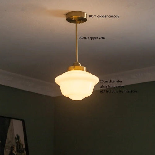 Milky white glass LED pendant light - vue 13 sur 30
